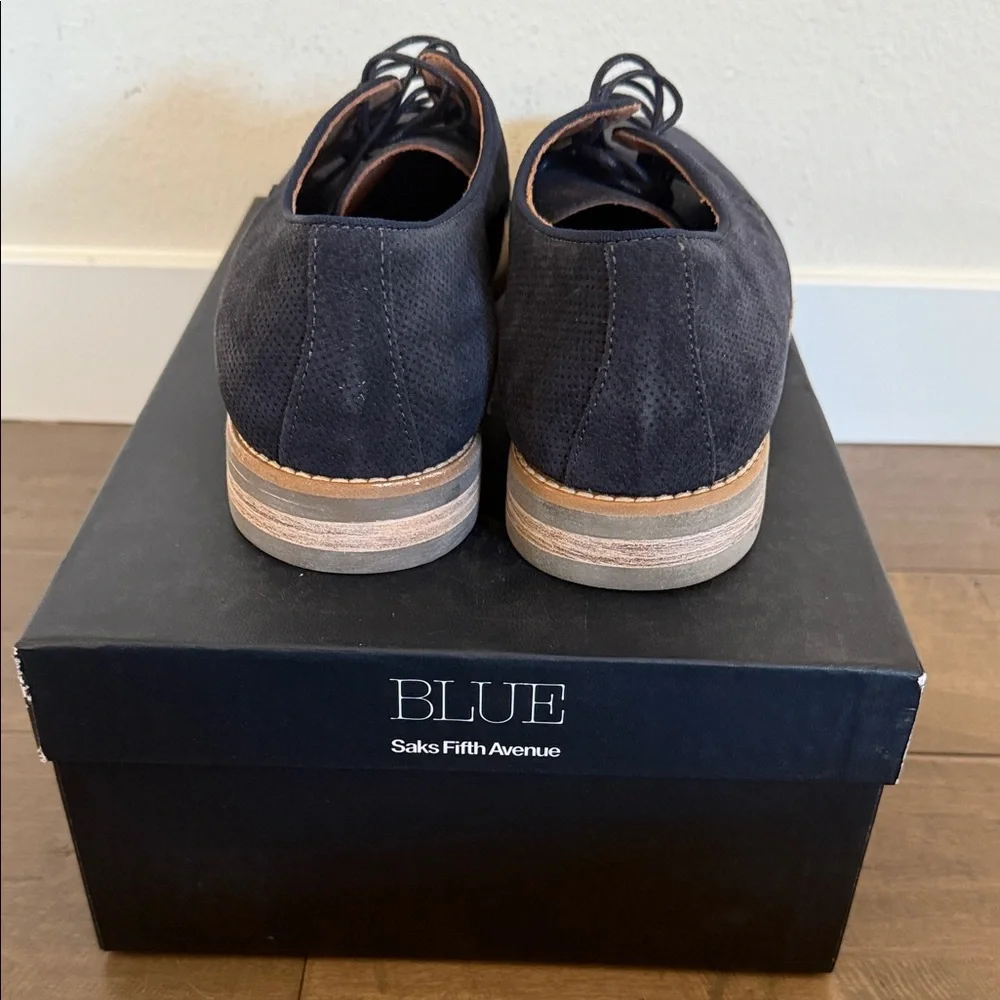 Saks Fifth Avenue Navy Blue Suede Derbys - Picture 5 of 6